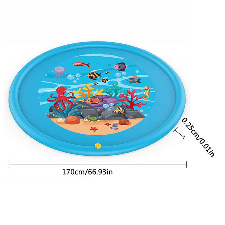 67Inch Splash Water Play Mat Sprinkle Splash Play Mat Toy for Outdoor Swimming Beach Lawn Inflatable Sprinkler Pad for Kids - MRSLM