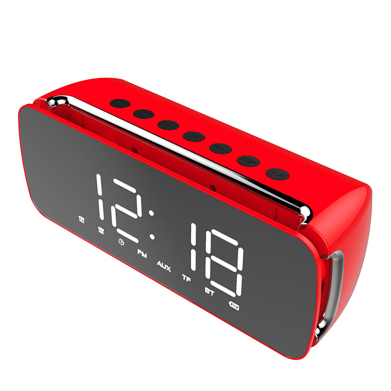 Dido LED LCD Screen Mirror Clock Hi-Fi Fuction Bluetooth TF AUX Play FM Broadcast Radio Surround Sound Box Alarm Clock - MRSLM