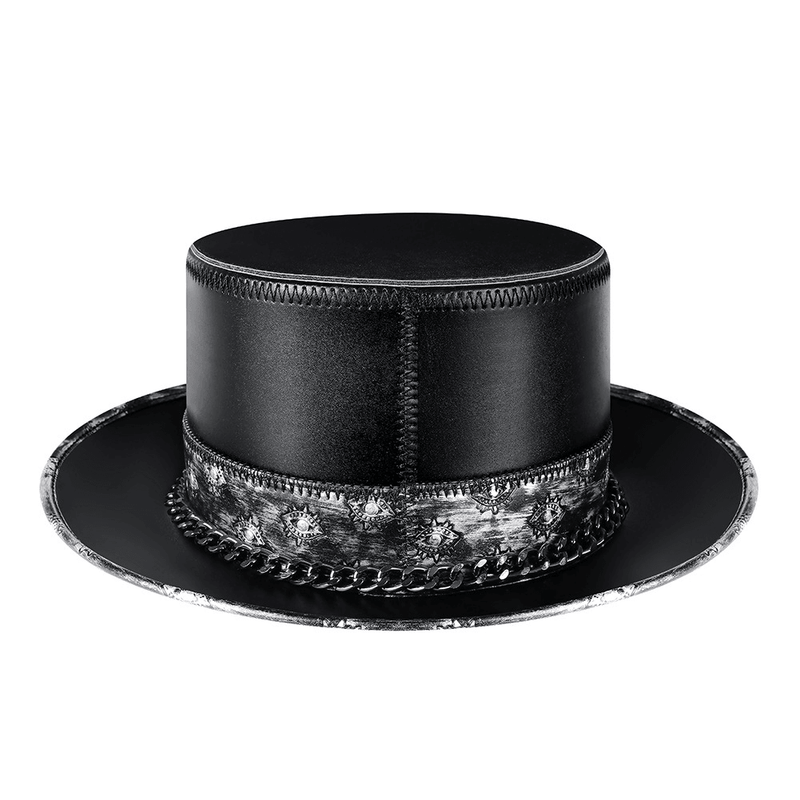 pu leather skull chain hat, view 4 - MRSLM