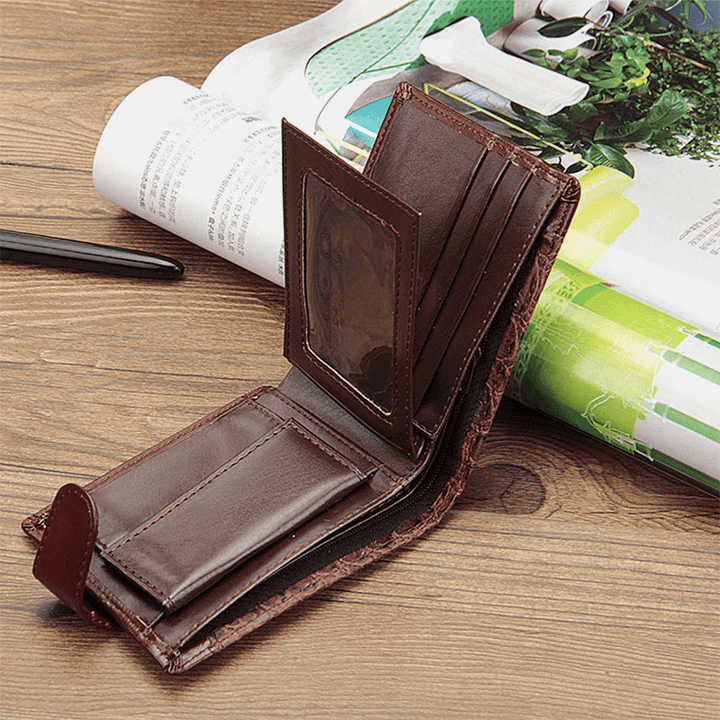 Men Faux Leather Contrast Color Retro Business Fashion Card Holder Wallet - MRSLM