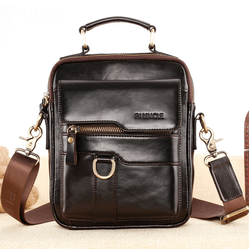 Men Genuine Leather Large Capacity Shoulder Bag Handbag - MRSLM