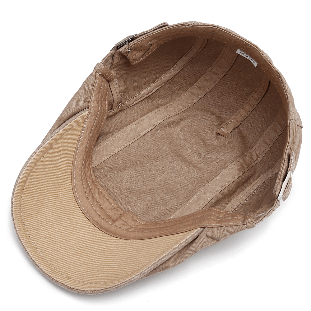 Mens Unisex Cotton England Style Painter Beret Hat Adjustable Sunscreen Newsboy Caps - MRSLM