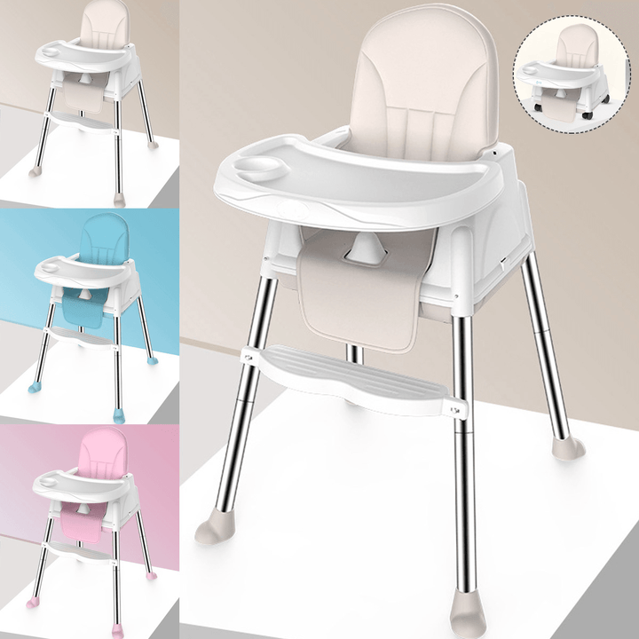 Foldable Portable Kids Baby High Chair 6 - 36 Months Wheeled Seat Cushion Small Household Childrens Chair Supplies - MRSLM