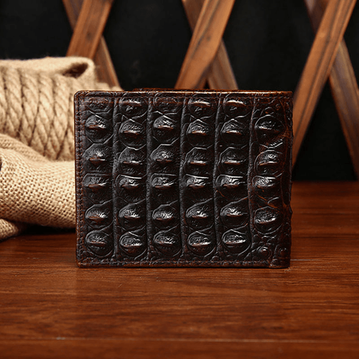 Men Genuine Leather Crocodile Business Money Clip Card Case Wallet - MRSLM