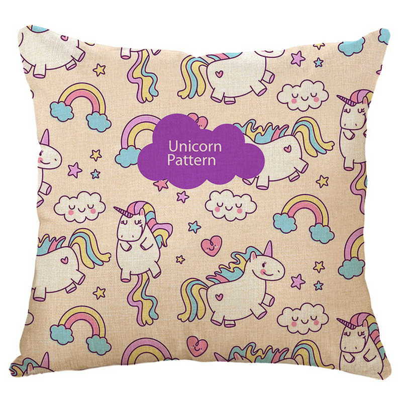 Honana 45X45Cm Home Decoration Cartoon Unicorn Animal Square 12 Optional Patterns Cotton Linen Pillowcases Sofa Cushion Cover Chair Seat - MRSLM