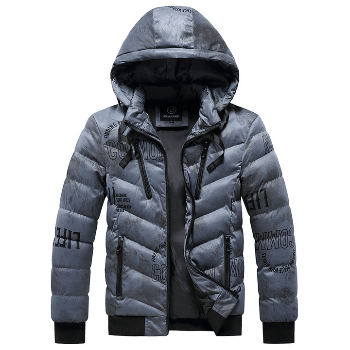 Men'S Winter Hooded plus Fleece Padded Coat - MRSLM