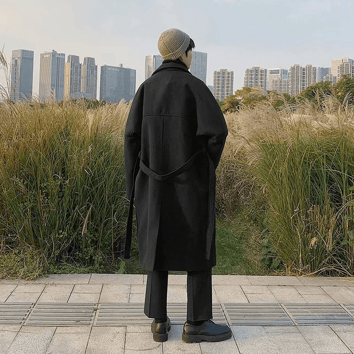 Autumn and Winter Korean Style Woolen Coat Men'S Mid-Length - MRSLM