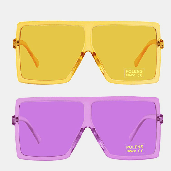 Women Vintage Oversize Square Frame Multi-Color Fashion UV Protection Sunglasses - MRSLM
