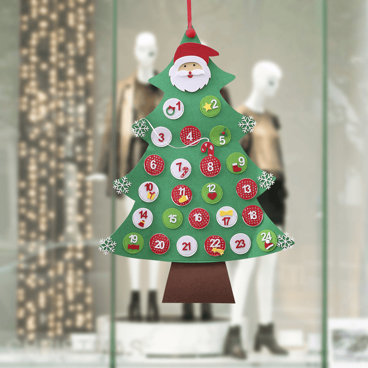 Felt Countdown to Christmas Advent Calendar Xmas Tree Gift Wall Hanging Decorations - MRSLM
