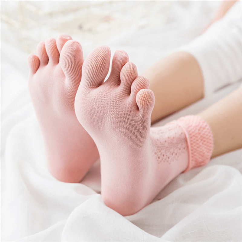 Women Mesh Absorbent Sweat Five Toe Socks - MRSLM
