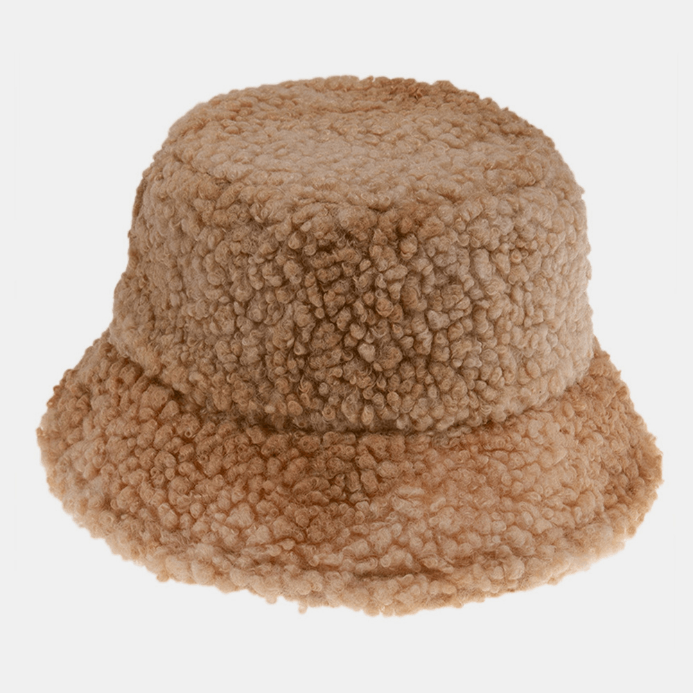 Unisex Felt Lamb Hair Tie-Dye plus Thicken Warm Windproof Soft Bucket Hat - MRSLM