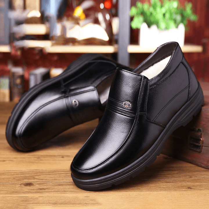 Men Leather Winter Warm Lining Casual Soft Ankle Boots - MRSLM