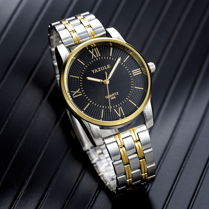 YAZOLE 348 Full Steel Men Fashion Business Style Liminous Display Quartz Watch - MRSLM