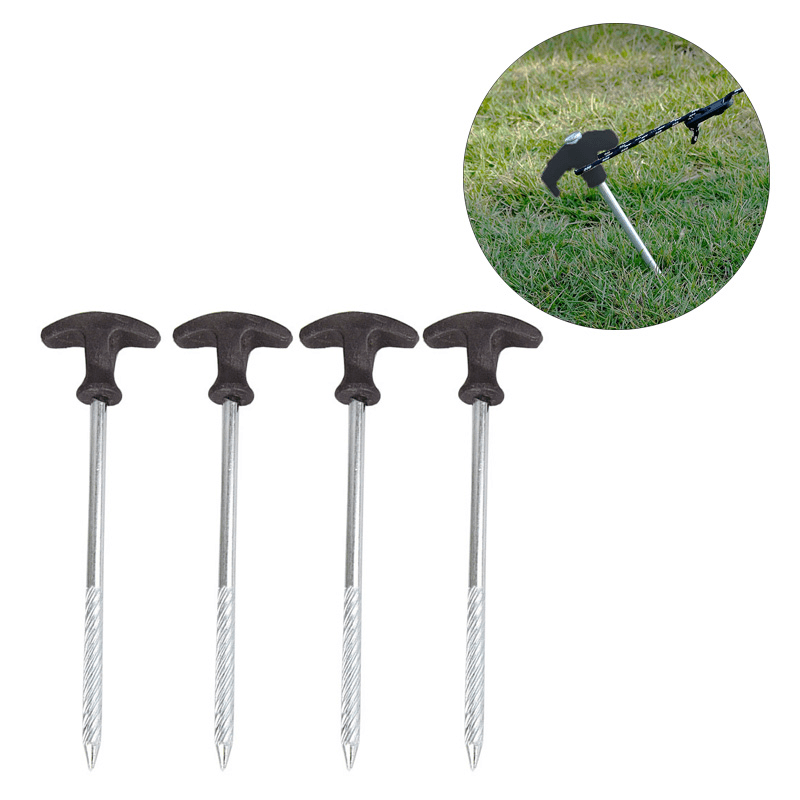 4 Pcs Tent Nails Outdoor Camping Sunshade Spiral Pegs Portable Windproof Tent Accessories - MRSLM