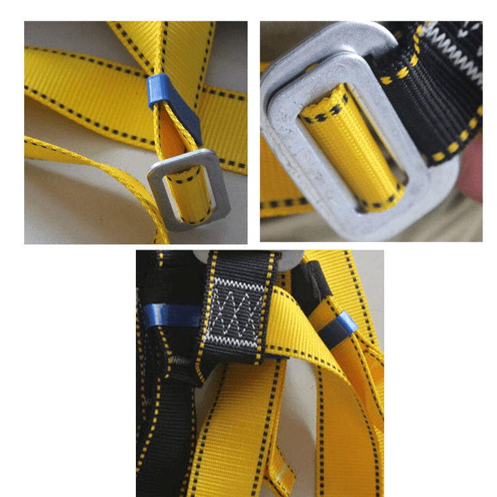 Outdoor Rock Climbing Harness Seat Belt Rappelling Half Body Portable Rope with Safety Metal Hook - MRSLM
