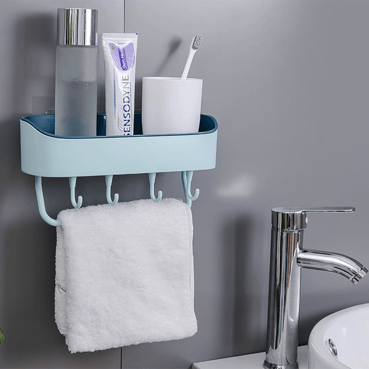 Bathroom Shelf Organizer Bath Shower Gel Shampoo Holder Storage Rack Punch Free - MRSLM