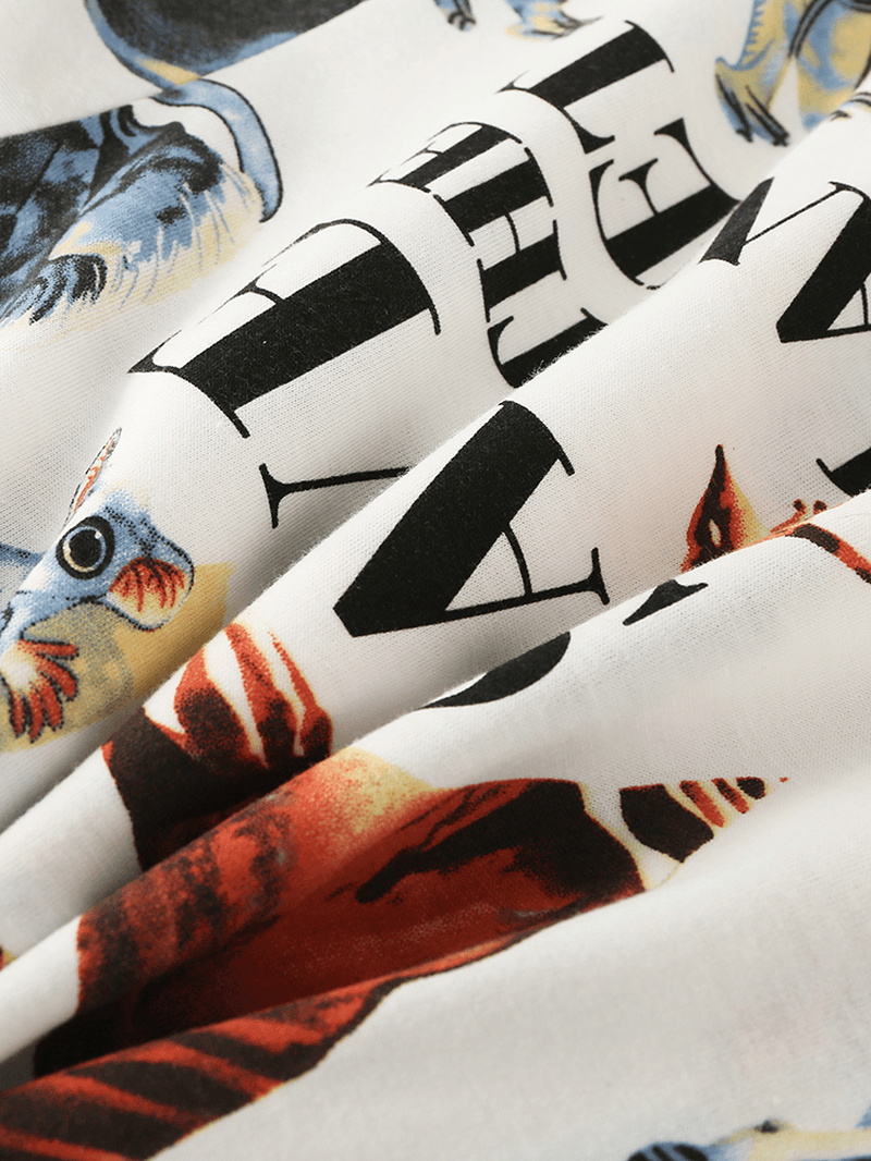 Women Cotton Animal Print Camp Collar Long Sleeve Home Casual Pajama Set - MRSLM