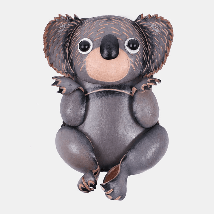 Unisex Genuine Leather Casual Cute Outdoor Cartoon Animal Koala Shape Small Coin Bag Wallet - MRSLM
