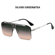 Fashion Large Square Metal Sunglasses - MRSLM
