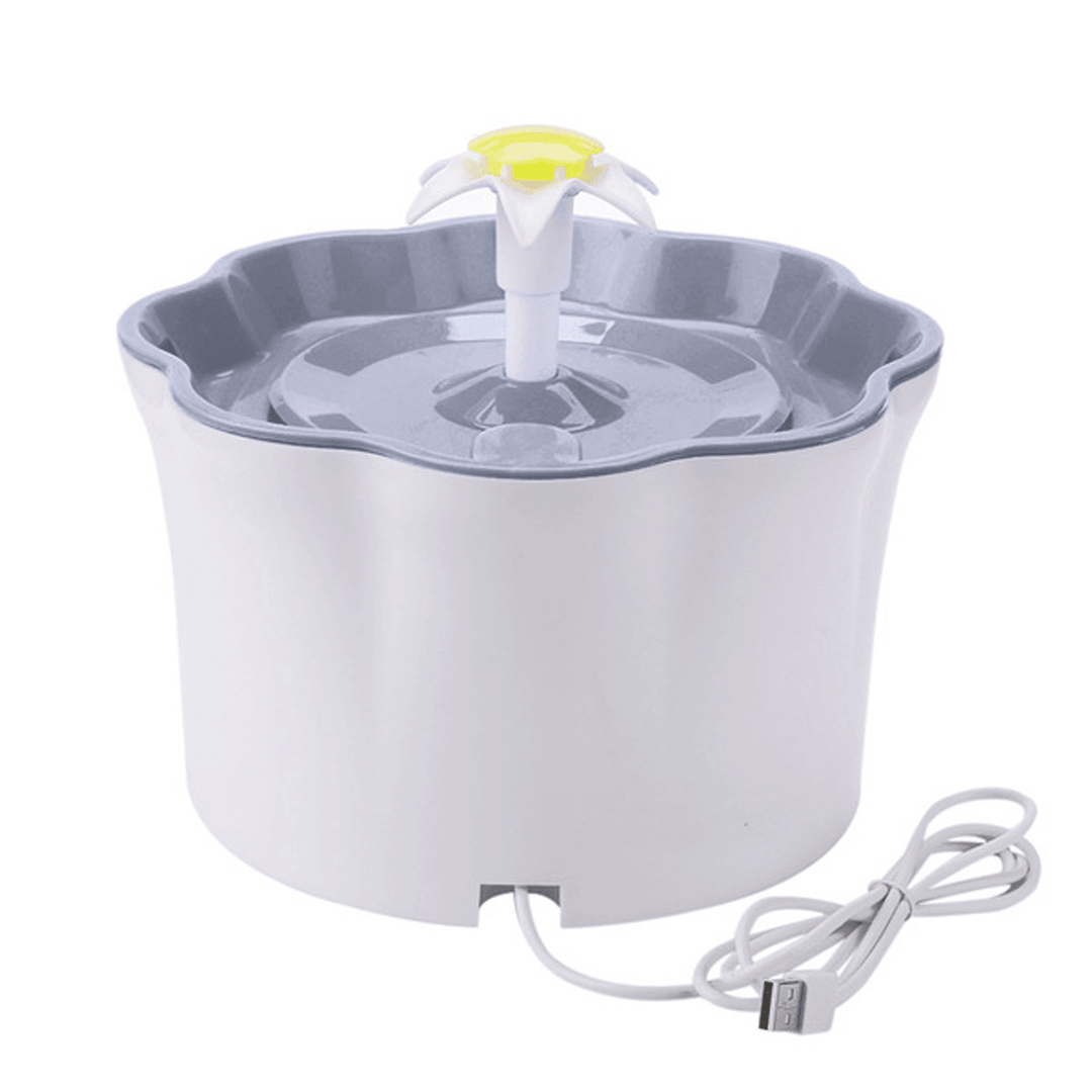 Automatic Pet Drinking Fountain 2.6L DC5V USB Charging Lily Shape-With/Without Mat - MRSLM