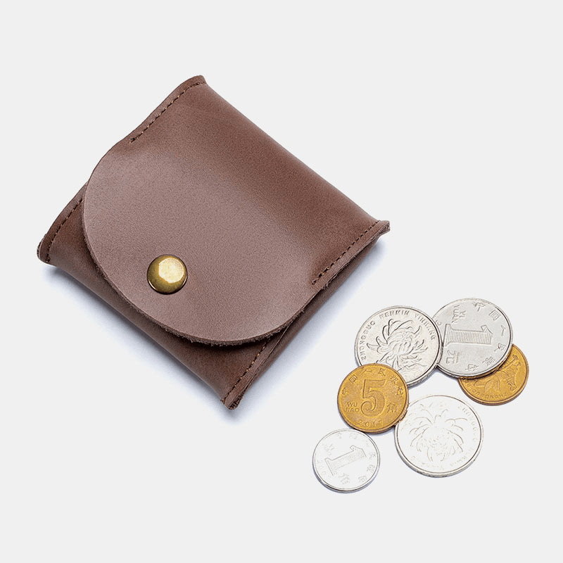 Unisex Genuine Leather Casual Mini Coin Earphone Storage Bag Wallet Coin Bag - MRSLM