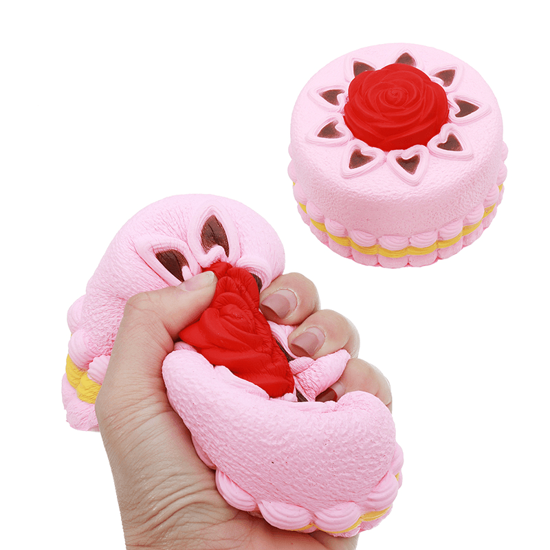 Squishy Rose Cake 12Cm Novelty Stress Squeeze Slow Rising Squeeze Collection Cure Toy Gift - MRSLM