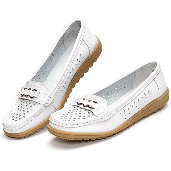 Hollow Out Flat Soft Comfortable Slip on Casual Shoes - MRSLM