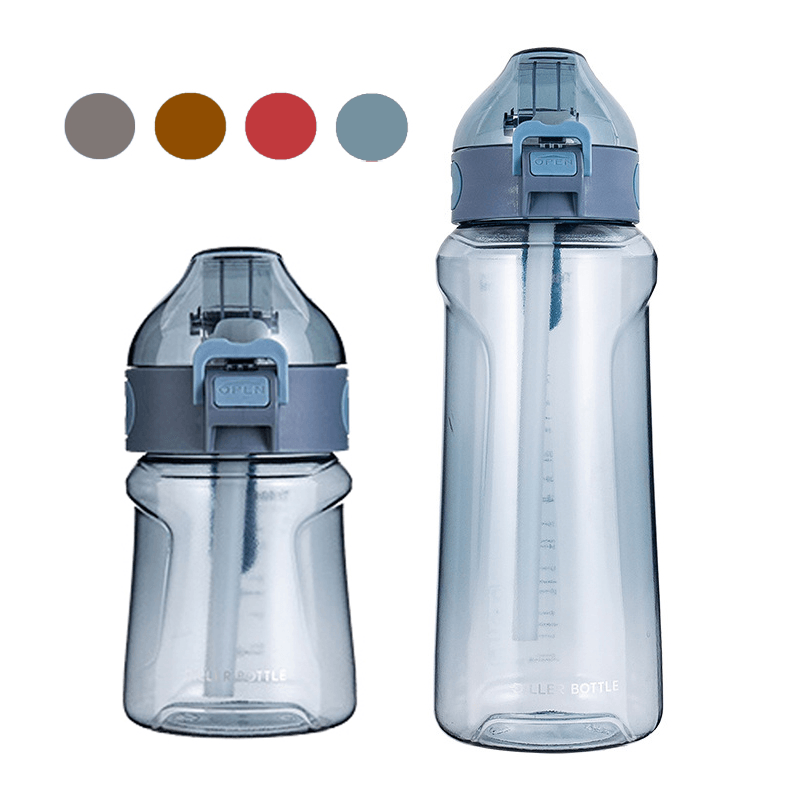 DILLER 1100Ml Tritan BPA Free Water Bottles with Detachable Straw Portable Large Capacity Sport Drink Kettle - MRSLM
