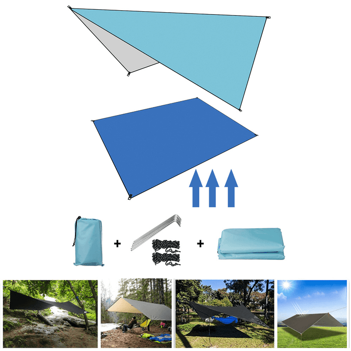 Outdoor Moisture-Proof Tent Shelter 210D Oxford Fabric Ultralight Folding Awning Tarp Hammock Camping Travel Rain Sunshade Picnic Mat - MRSLM