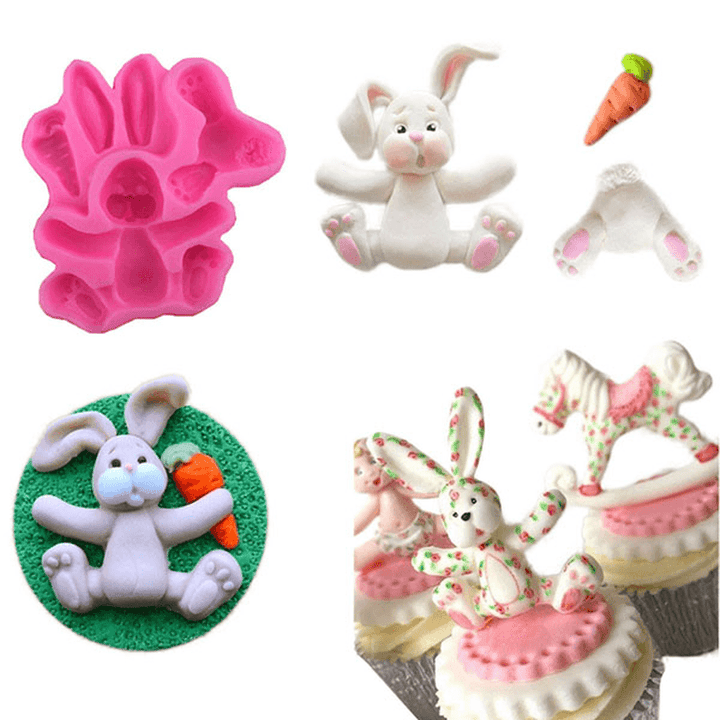 3D RABBIT Easter Bunny Silicone Mould Fondant Cake Baking Molds M116 Cupcake Tools Kitchen Accessories - MRSLM
