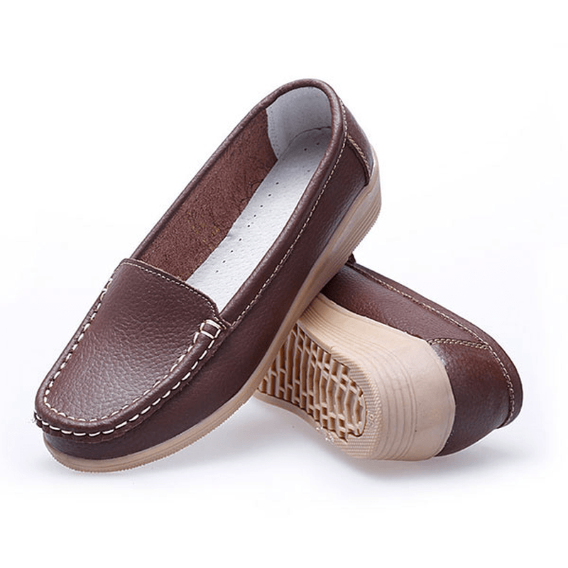 New Women Fashion Casual Breathable Comfortable Slip-On Wedge Heel Flat Shoes - MRSLM
