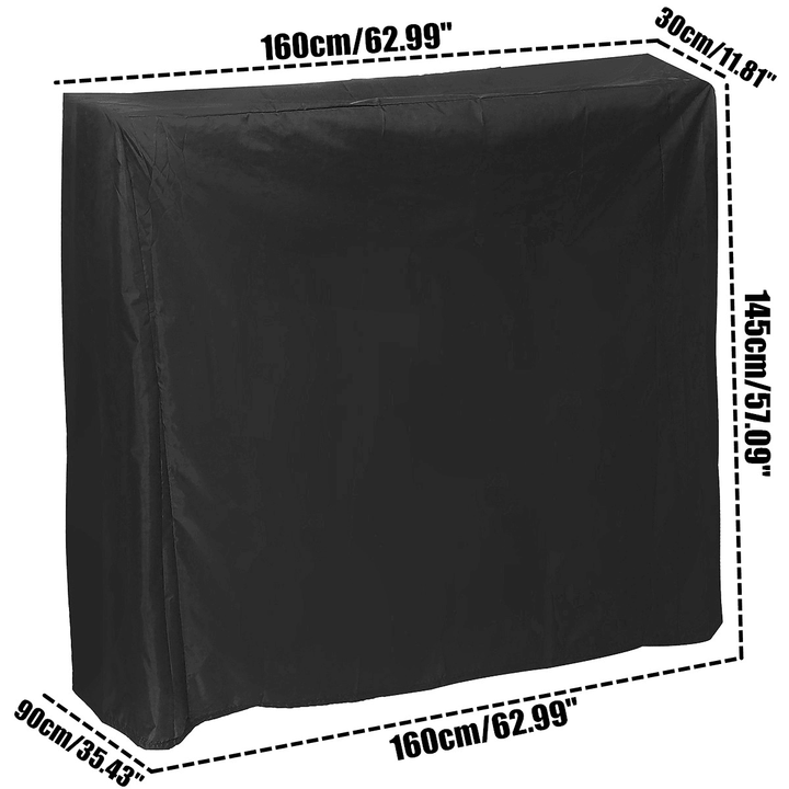 Black Table Tennis Protector 160Cm Waterproof Dustproof Ping Pong Table Storage Cover - MRSLM