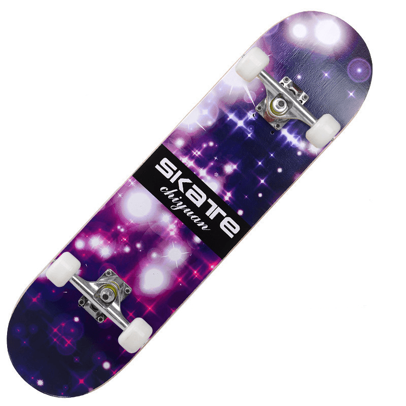 80X21Cm Double Kick Skateboard for Beginner＆Professional 3A Grade 7 Layers Maple with Non-Slip Emery Board Surface - MRSLM