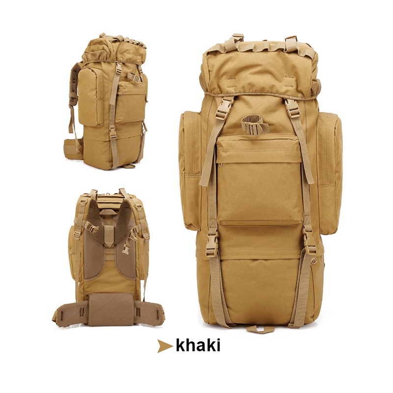 65L Outdoor Tactical Molle Backpack Rucksack Waterproof 900D Nylon Shoulder Bag Camping Hiking Trekking - MRSLM