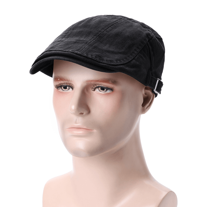Collrown Cotton Solid Color Double-Sided Adjustable Painter Beret Caps Newsboy Flat Caps - MRSLM