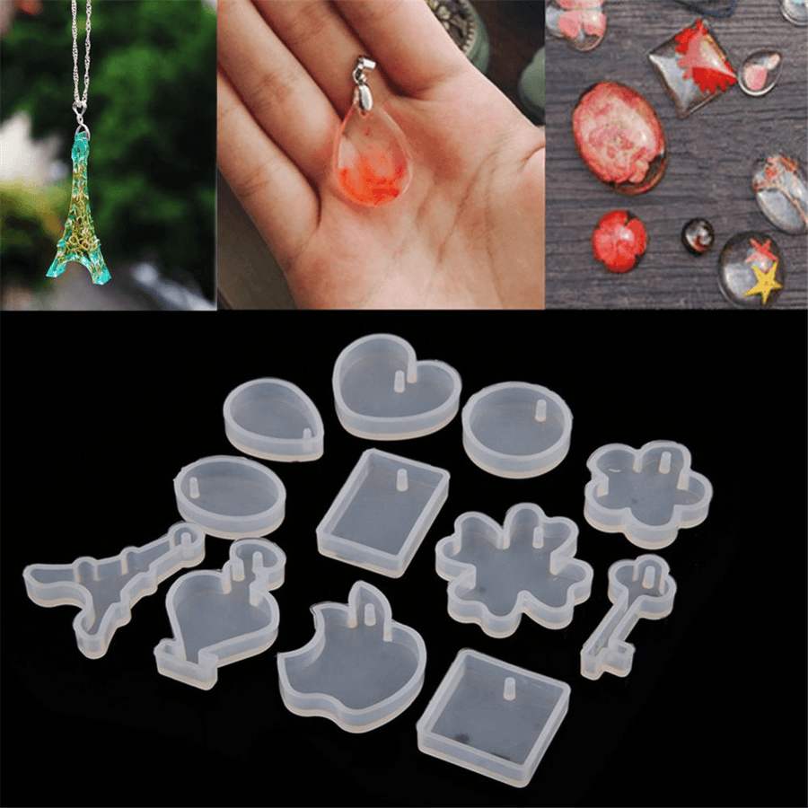 12 Patterns Silicone Mold Resin Pendant Jewelry Necklace Hand Crafts Making - MRSLM