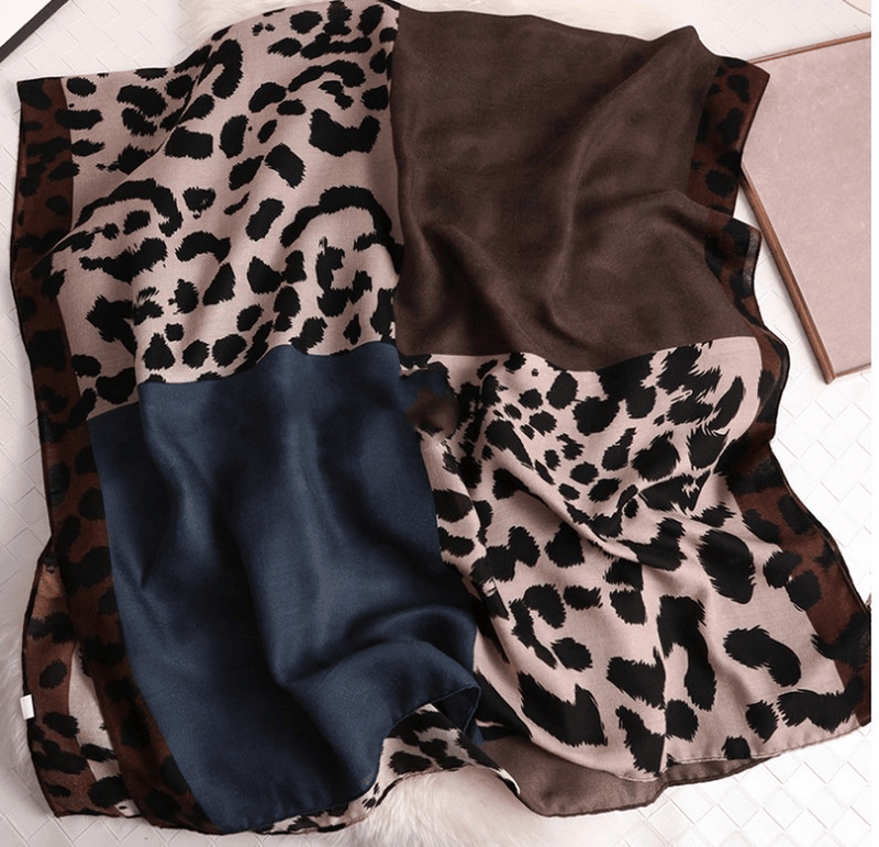 leopard print neck shawl, view 2 - MRSLM
