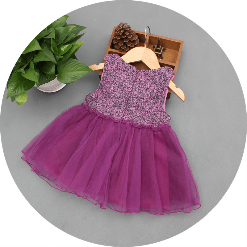 Hitz Woolen Dress Girls 0-4 Years Old Infants Purple Puff Vest Skirt Support on Behalf of the Princess - MRSLM
