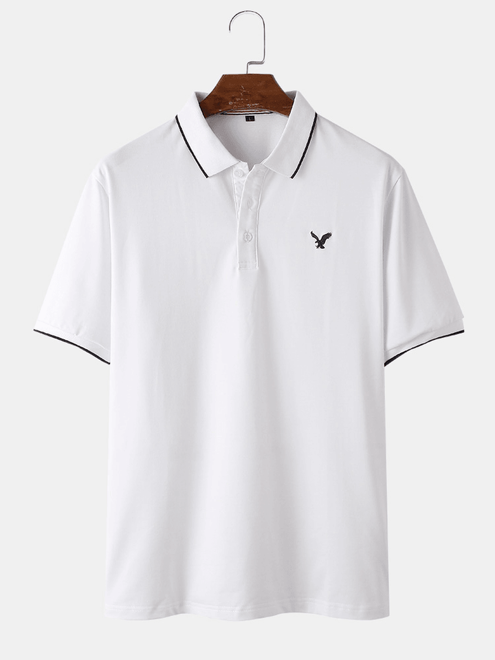 Mens 100% Cotton Button Closure Solid Color Casual Golf Shirts - MRSLM