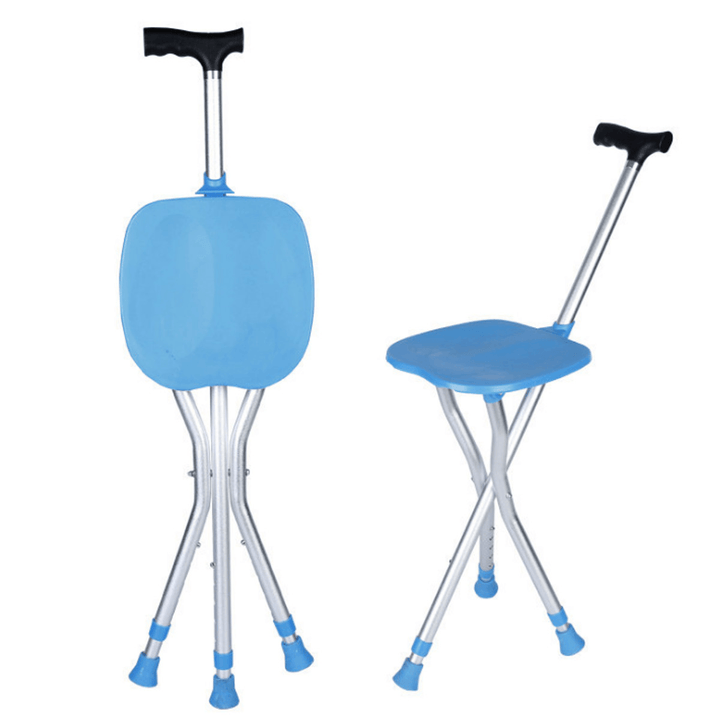 Portable Folding Cane Chair Aluminium Tripod Hiking Walking Stick with Seat Ultralight Chair Load-Bearing 200Kg - MRSLM