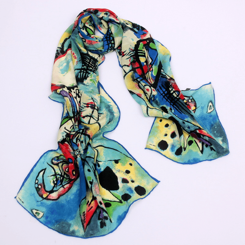 Mulberry silk oil painting scarf, view 4 - MRSLM