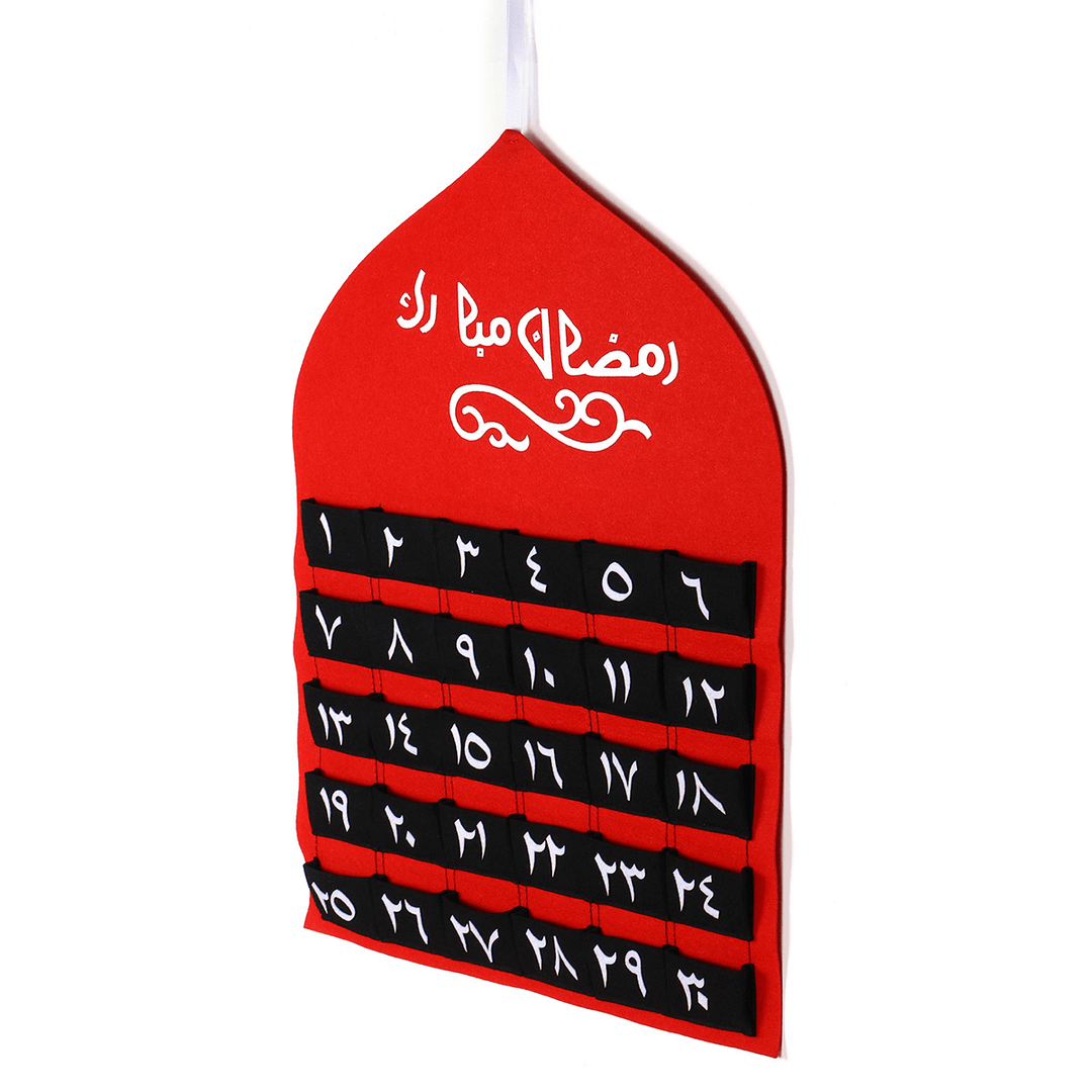 Kids Arabic MDF Ramadan Advent Calendar 30 Pockets Eid Mubarak DIY House Decor - MRSLM