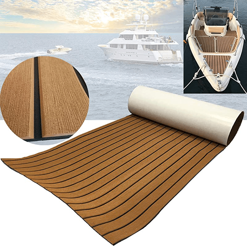 240X60X0.5Cm EVA Boat Flooring Pad Faux Teak Decking Sheet Non-Slip Self-Adhesive Kayaks Mat Outdoor Boating - MRSLM
