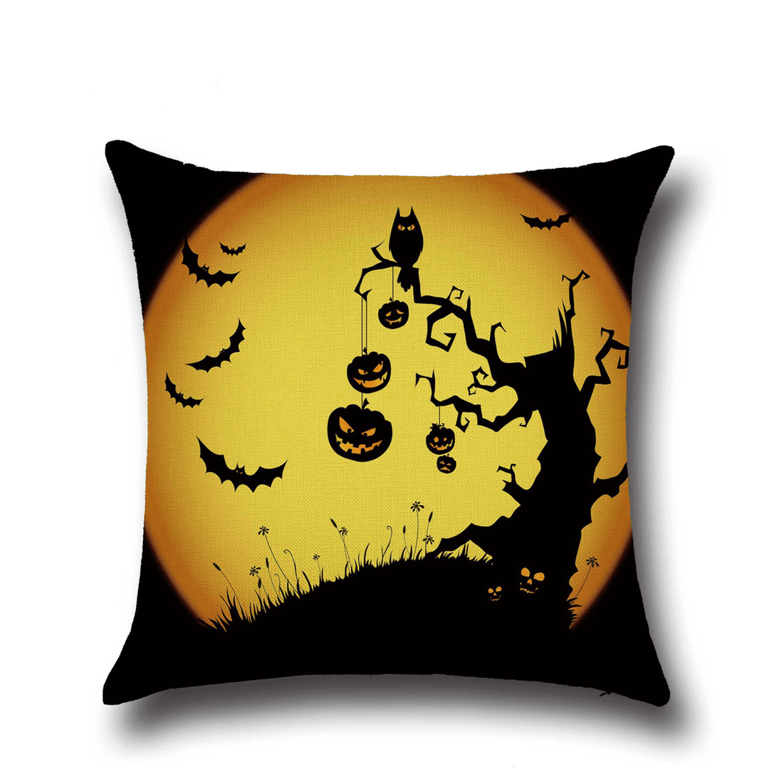 Halloween Bat Owl Pattern Pillowcase Cotton Linen Throw Pillow Cushion Cover Seat Home Decoration Sofa Decor - MRSLM