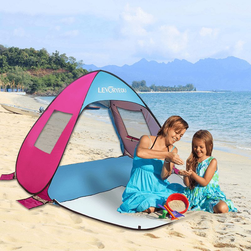 New Automatic Camping Tent Breathable Window Beach Tent Waterproof Uv-Protective Portable Kids' Playground Tent - MRSLM