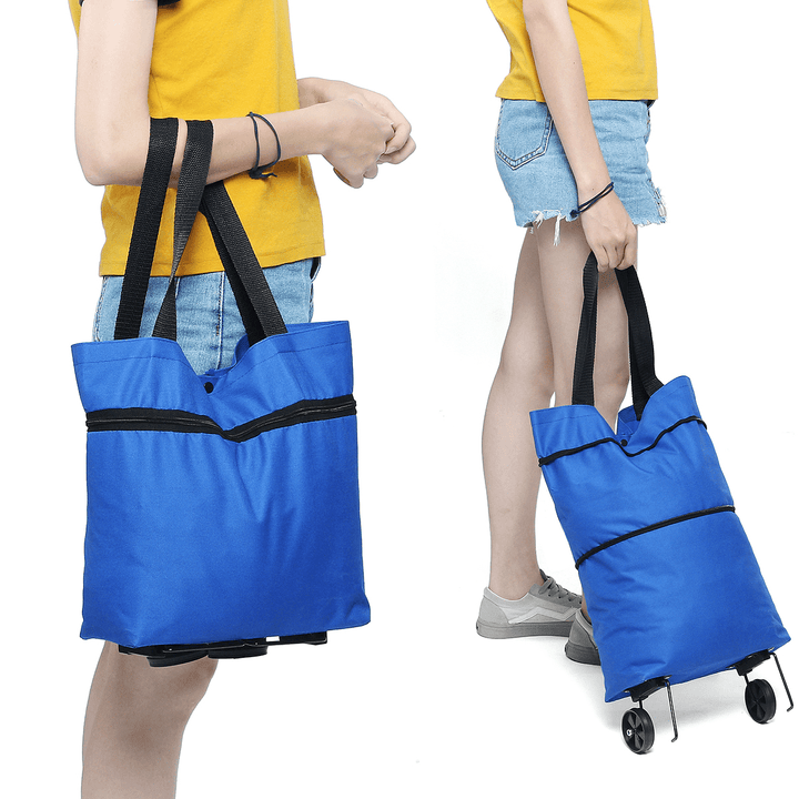 25L Portable Folding Shopping Trolley Cart Storage Bag Wheel Luggage Basket Outdoor Travel - MRSLM