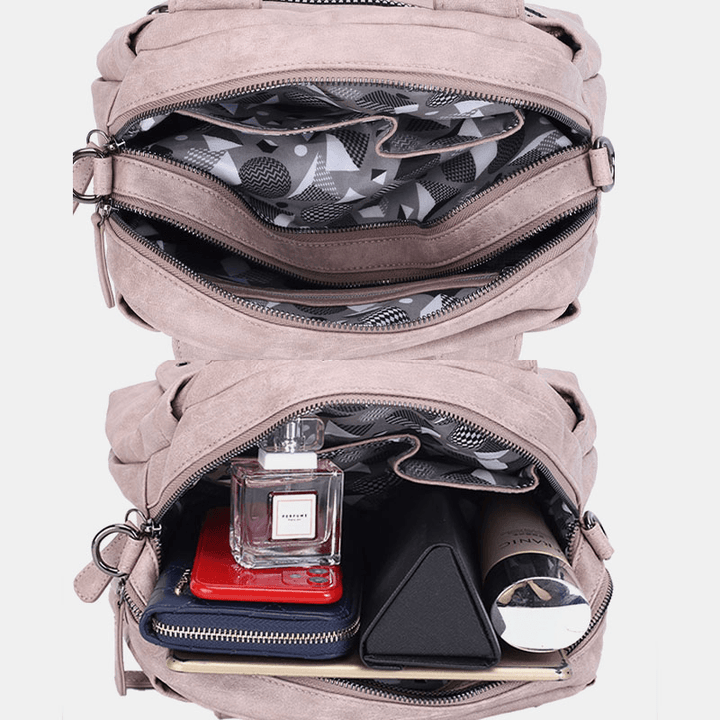 Women Multi-Pocket Handbags Waterproof Crossbody Leather Bag - MRSLM