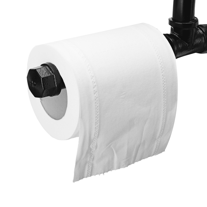 Black Personality Modern Industrial Style American Retro Creative Water Pipe Toilet Paper Rack Paper Towel Rack - MRSLM