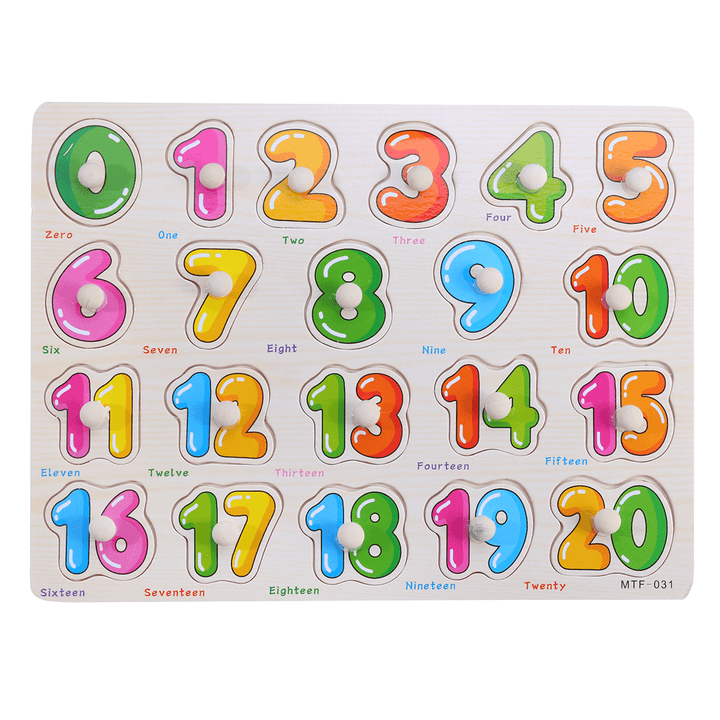 Wooden Peg Alphabet & Number Puzzles Letters Numbers Animals Vehicles Learning Toys Gift for Toddlers Kids - MRSLM