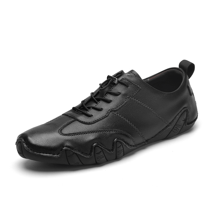 Men Handmade Stitching Microfiber Leather Comfy Soft Casual Driving Shoes - MRSLM